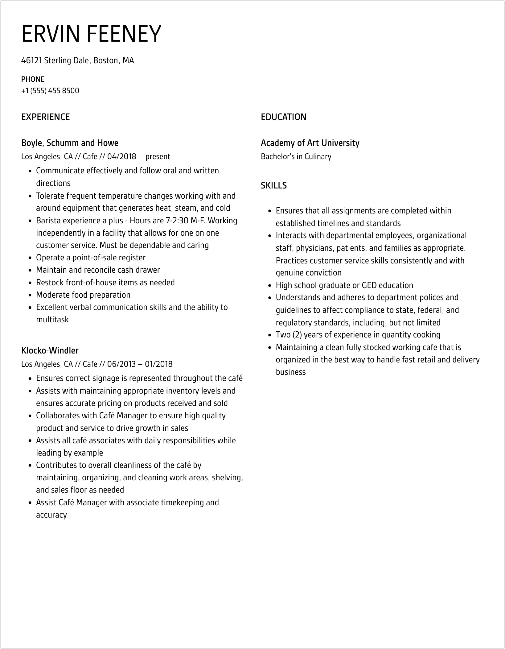 Sample Resume For Internet Cafe Attendant