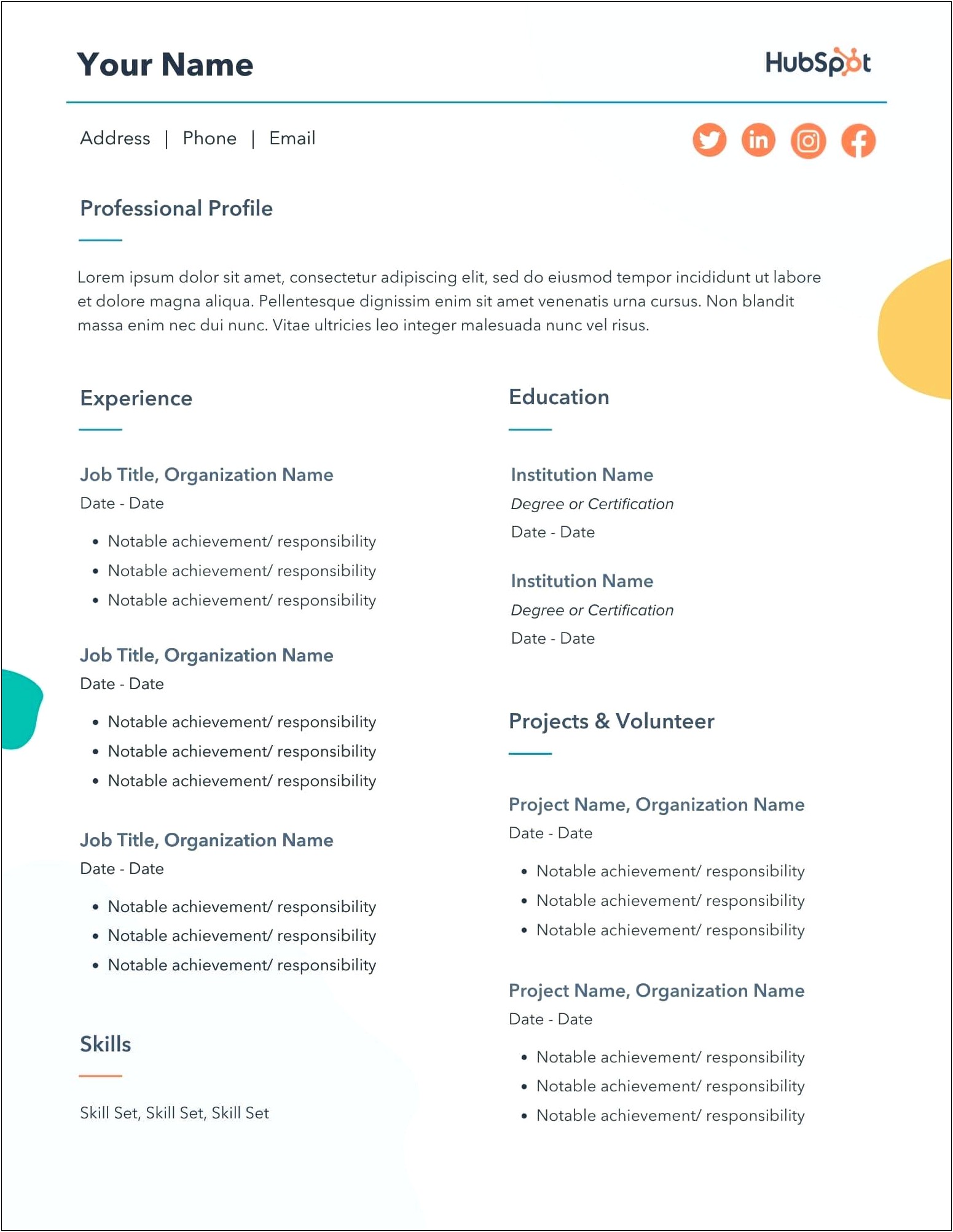 Sample Resume For Internship With No Experience Pdf