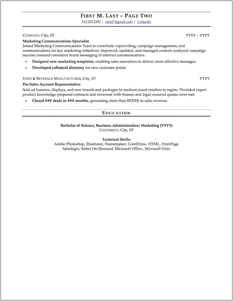Sample Resume For It Job Applications