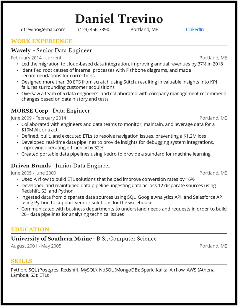 Sample Resume For Machine Learning Engineer