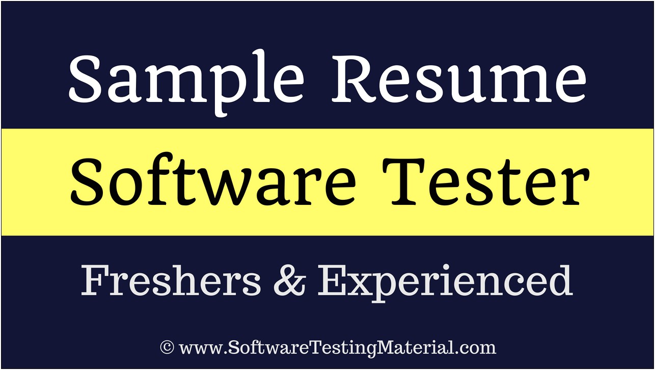 Sample Resume For Manual Testing Fresher