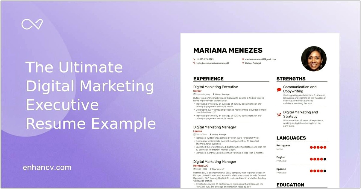 Sample Resume For Marketing Executive Position