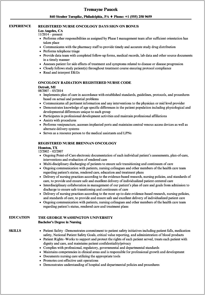 Sample Resume For Med Surg Nurse