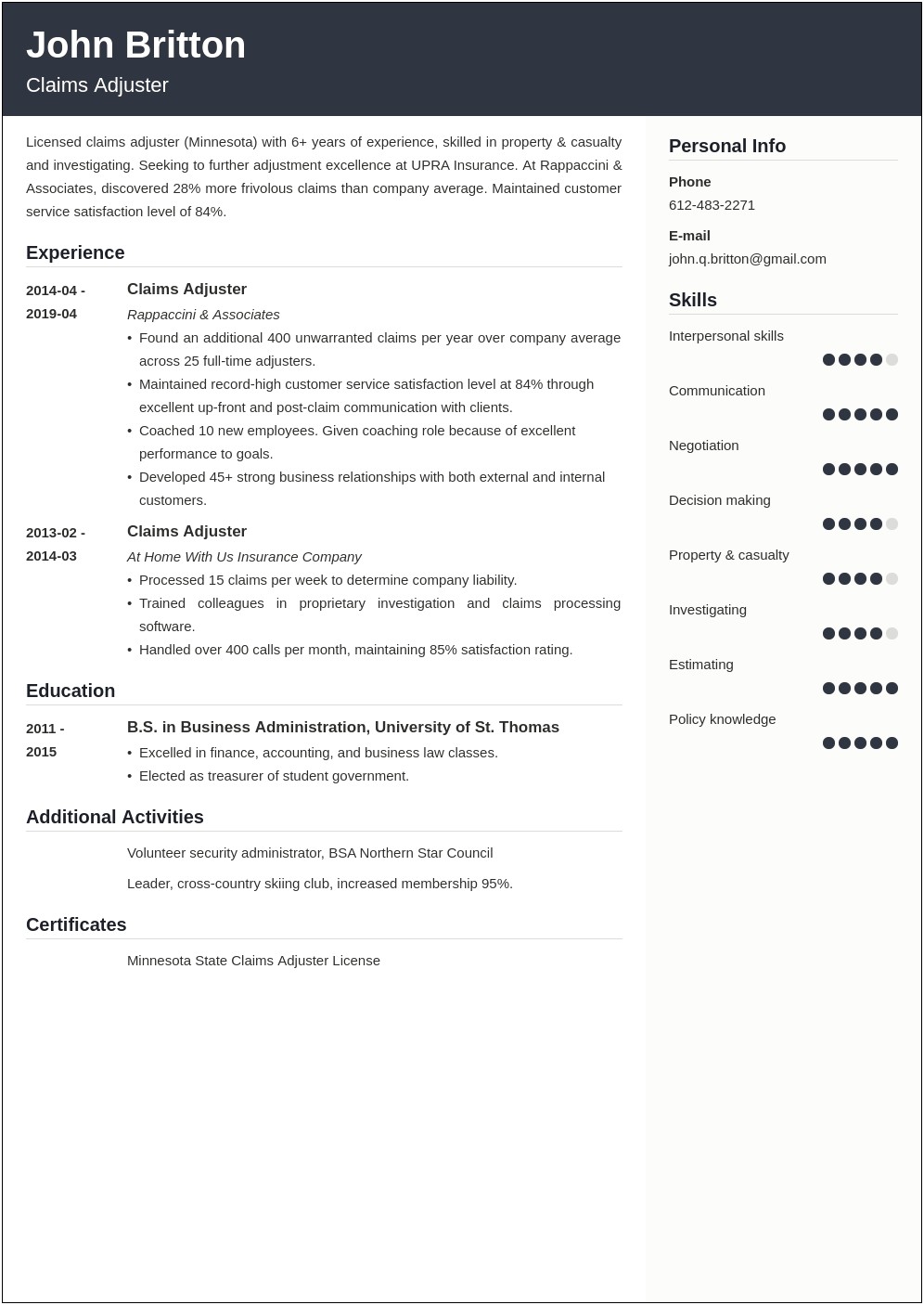 Sample Resume For Medical Claims Processor