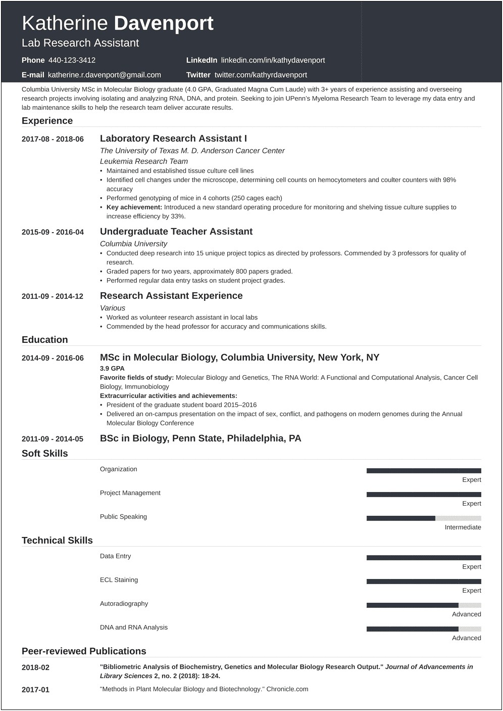 Sample Resume For Msc Biotechnology Freshers
