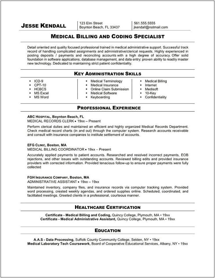 Sample Resume For New Graduate Medical Office Specialist