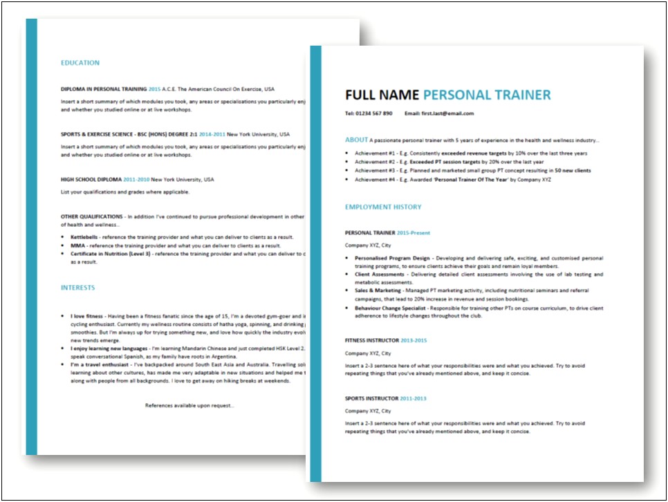 Sample Resume For New Zumba Instructor