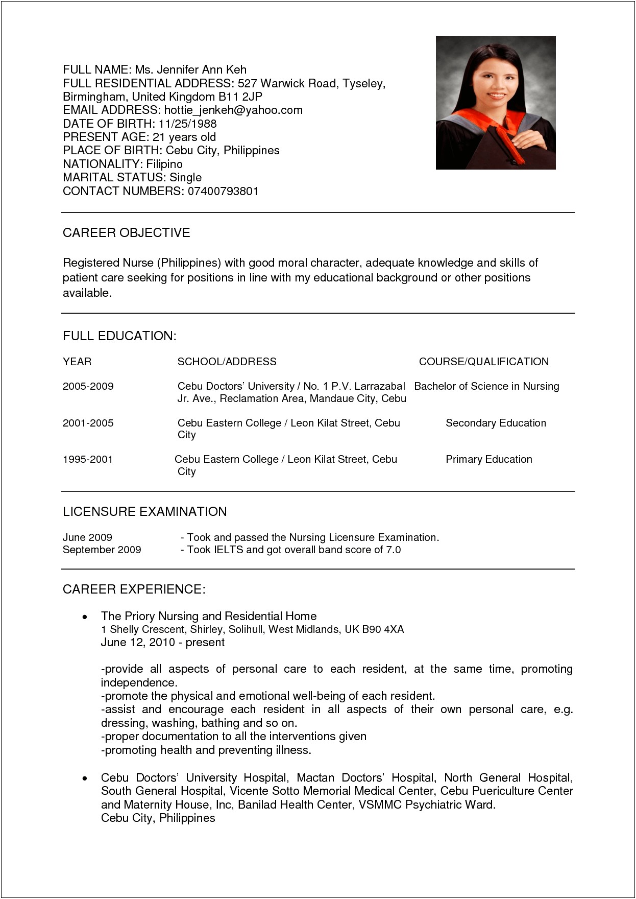 Sample Resume For Nurses With Little Experience