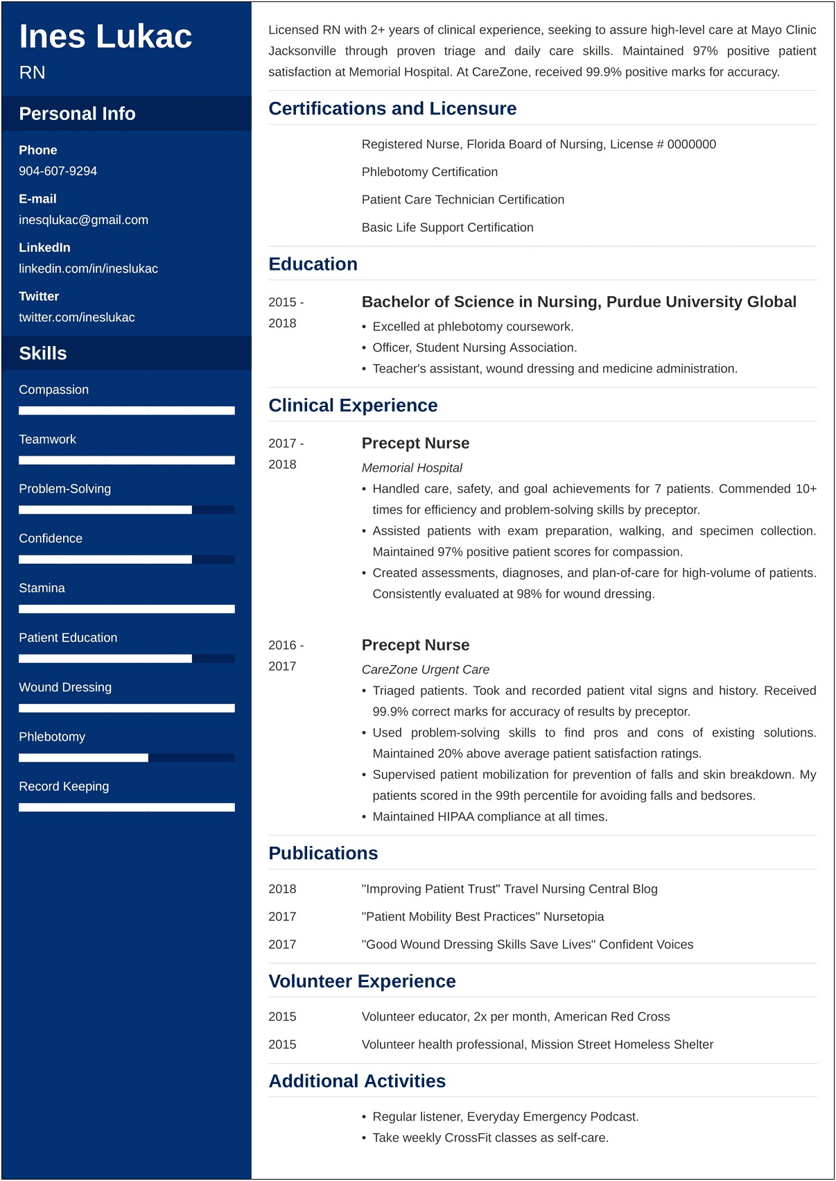 Sample Resume For Nursing Assistant Student