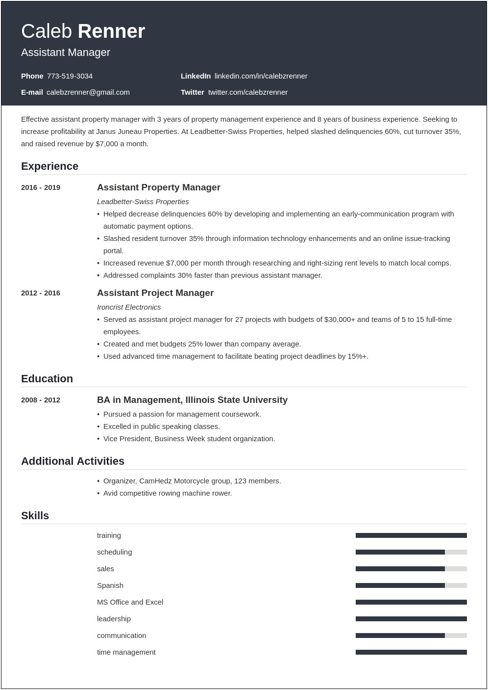 Sample Resume For Office Assistant Manager