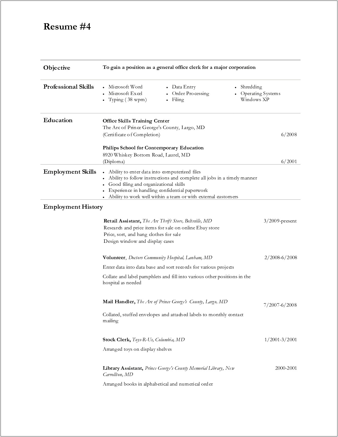 Sample Resume For Office Clerk With Experience