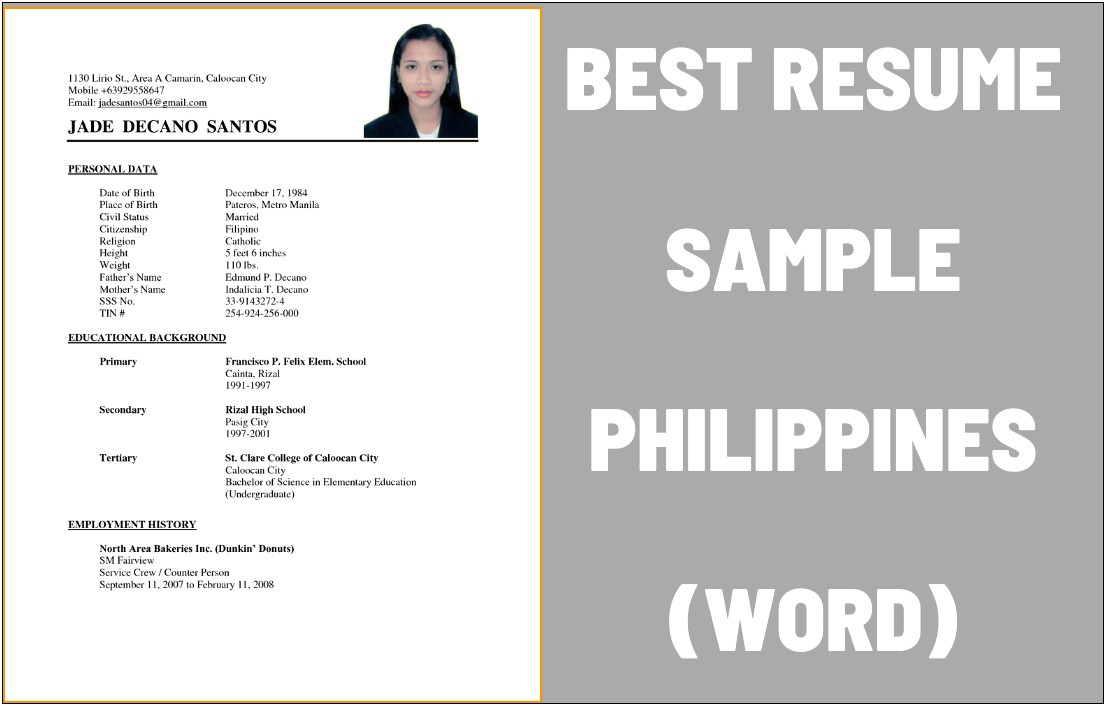 Sample Resume For Ojt Word Document