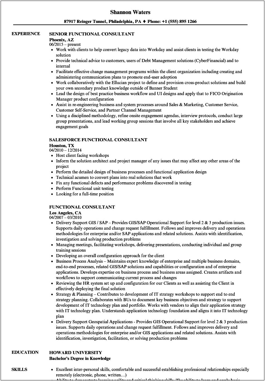 Sample Resume For Oracle Financial Functional Consultant