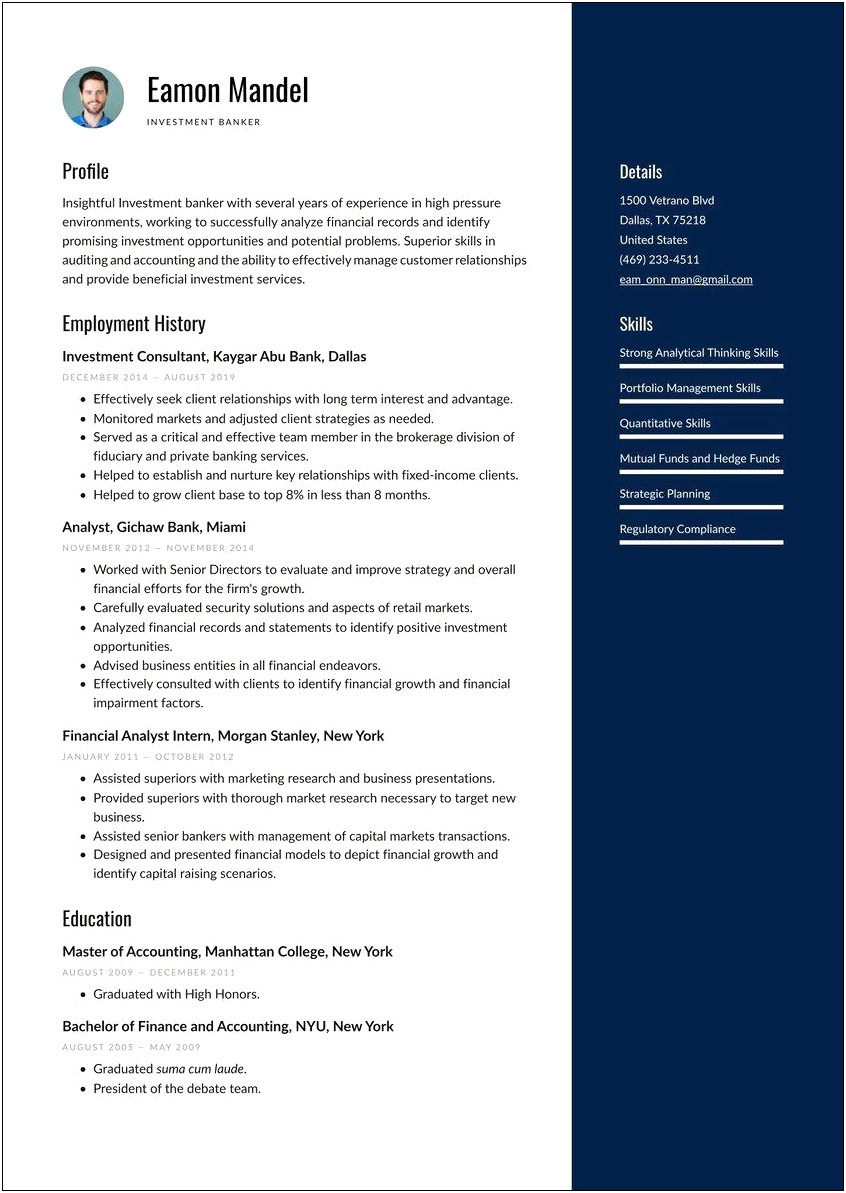 Sample Resume For Personal Banker Position