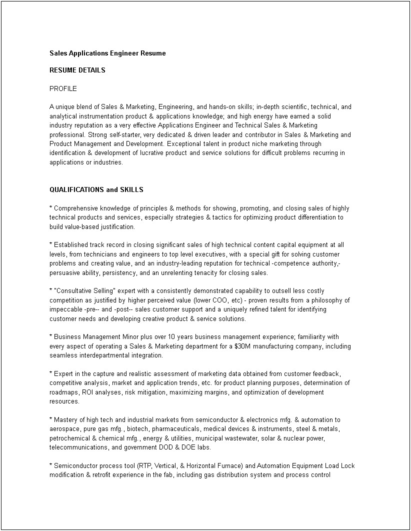 Sample Resume For Plc Automation Engineer