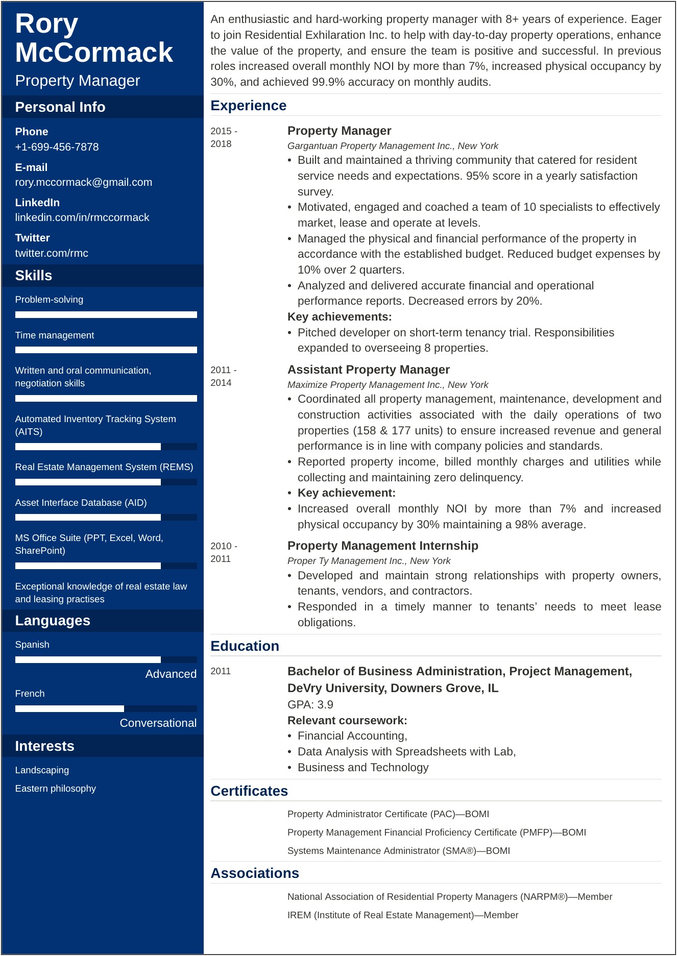 Sample Resume For Project Manager It India