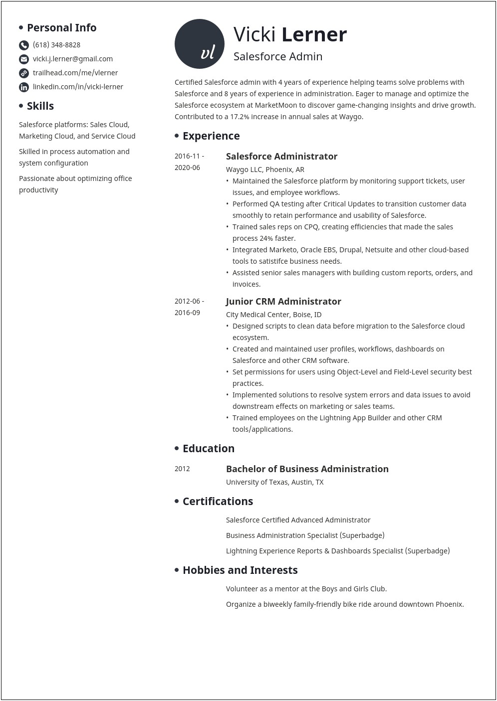 Sample Resume For Qa Tester In Salesforce