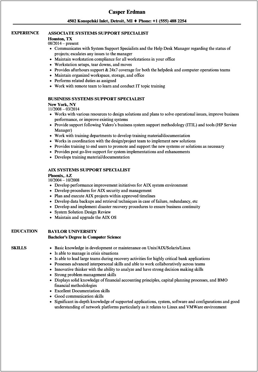 Sample Resume For Recovery Support Specialist