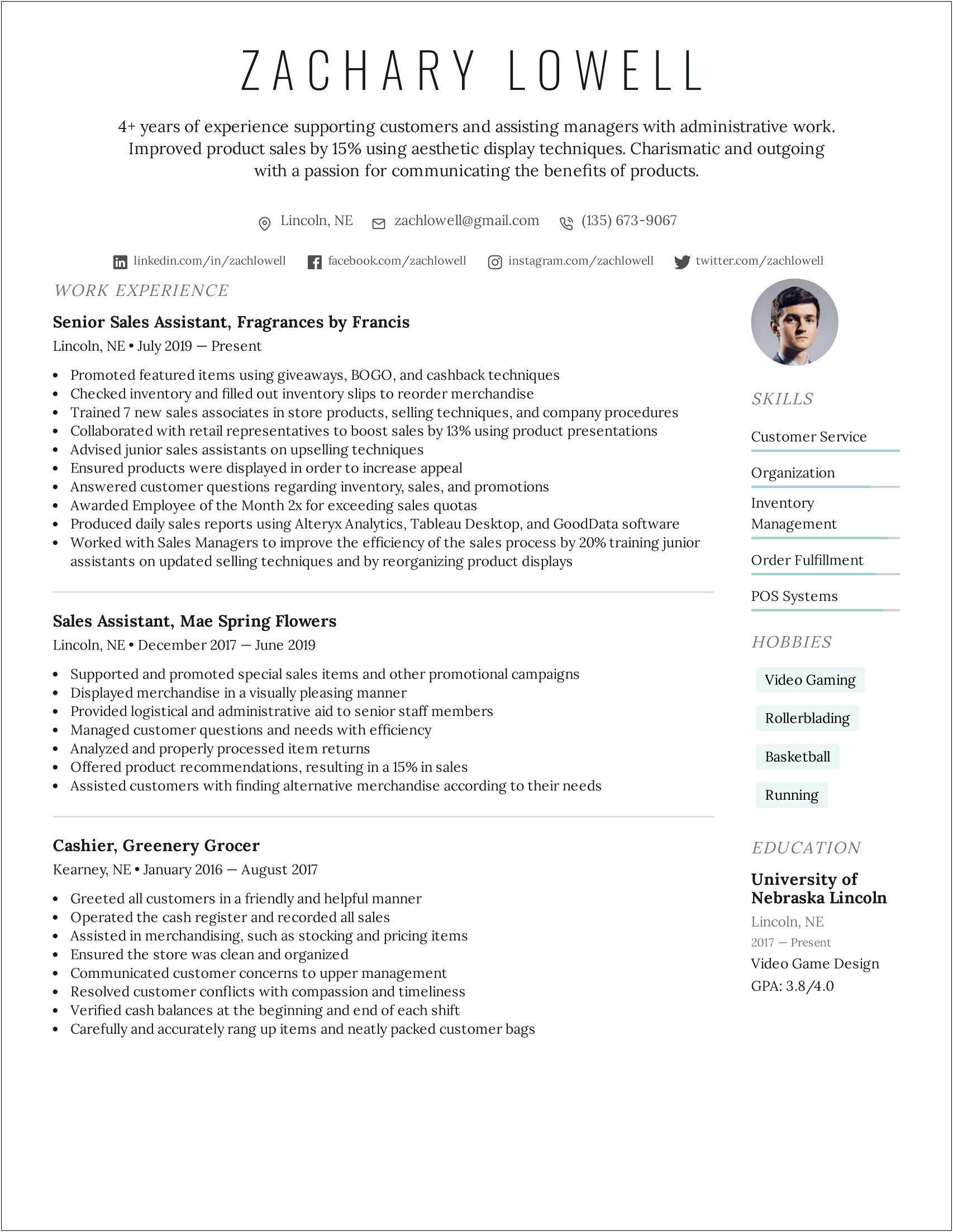 Sample Resume For Retail Sales Assistant Manager