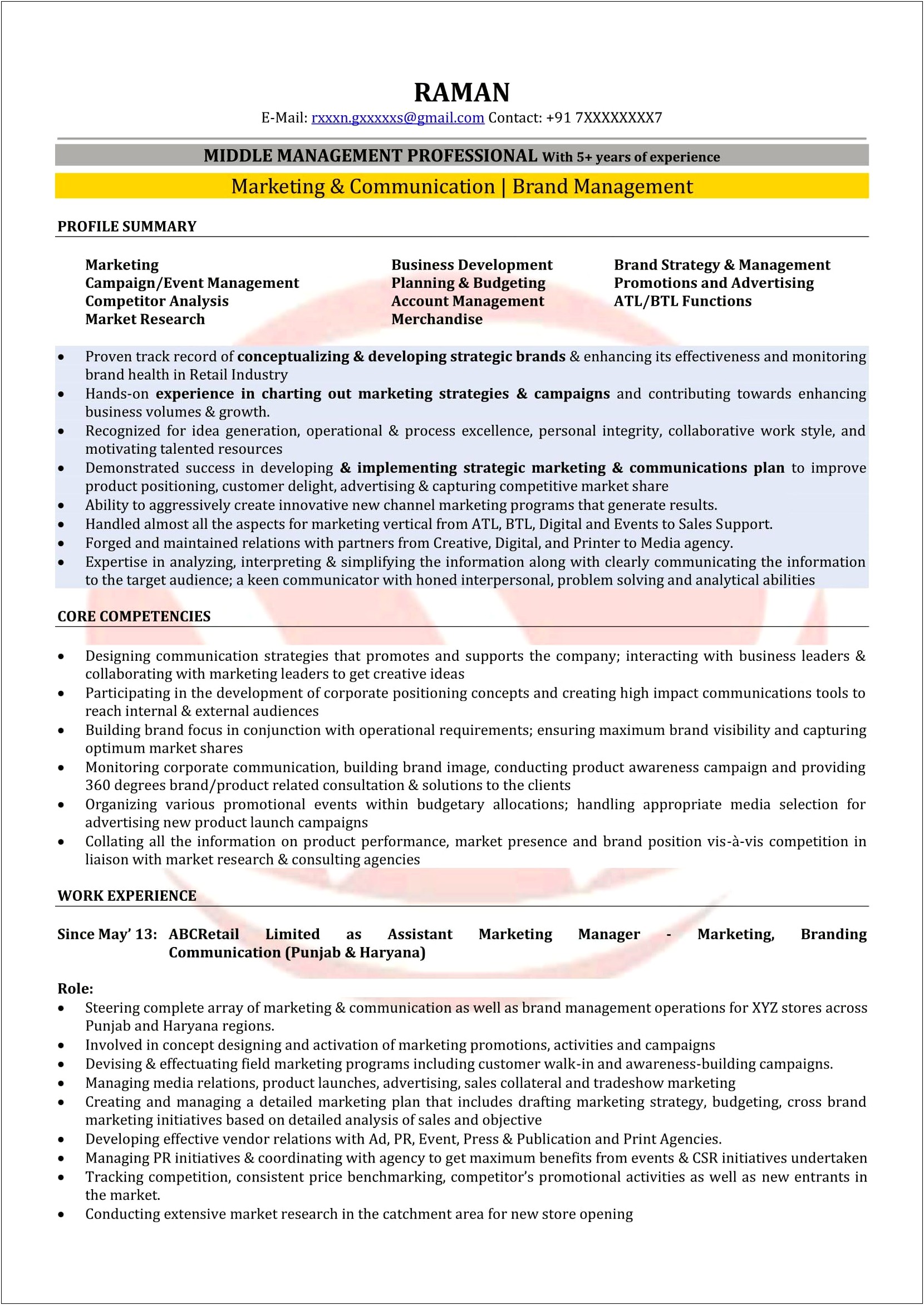 Sample Resume For Sales Executive In India