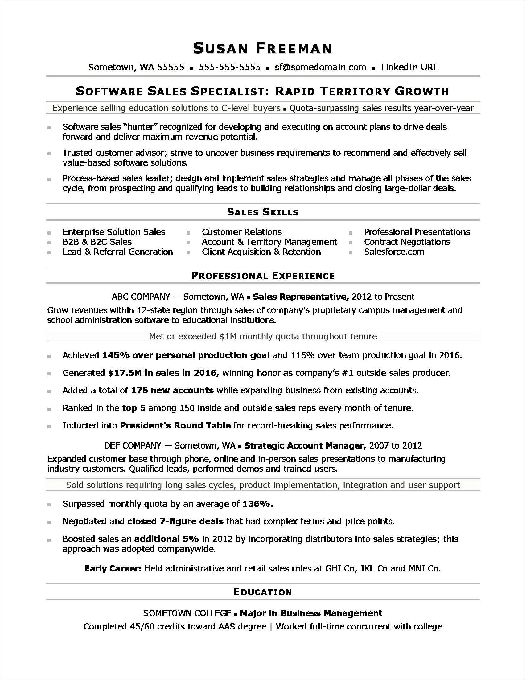 Sample Resume For Sales Lady Position