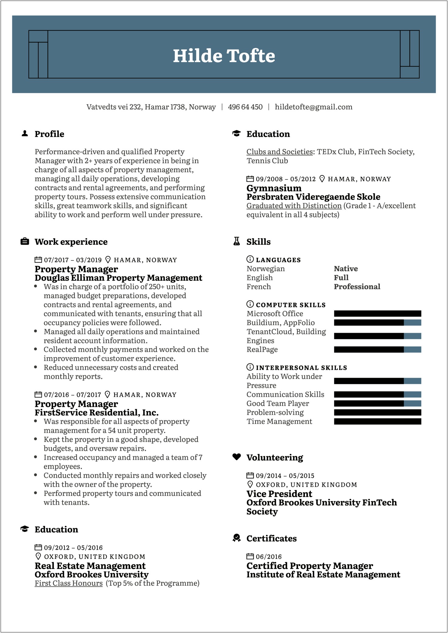 Sample Resume For Sales Manager In Real Estate