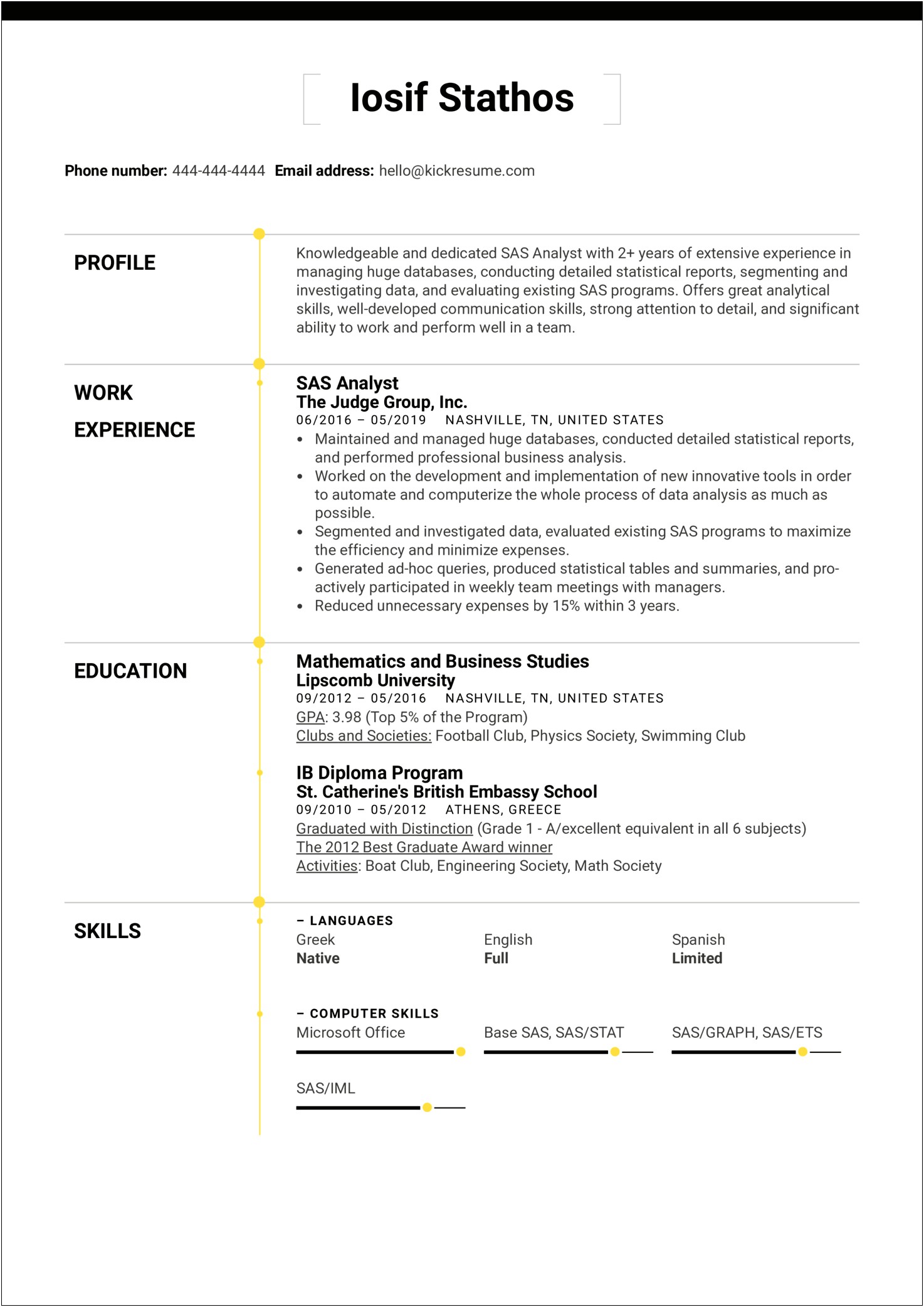 Sample Resume For Sas Data Analyst