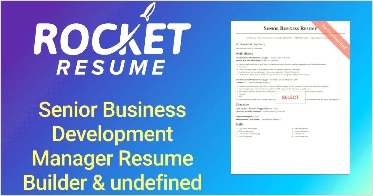 Sample Resume For Senior Business Development Manager