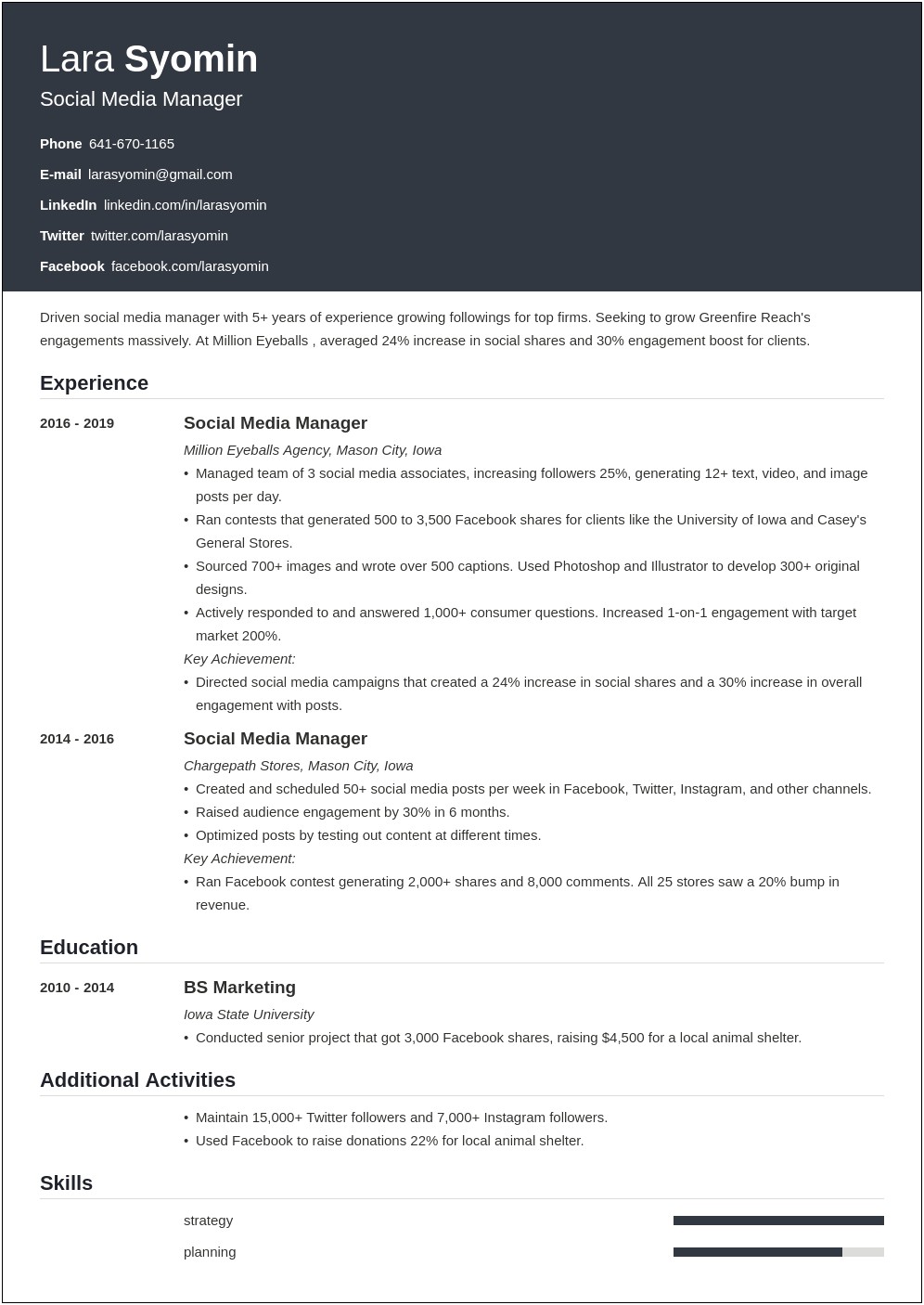 Sample Resume For Social Media Producer