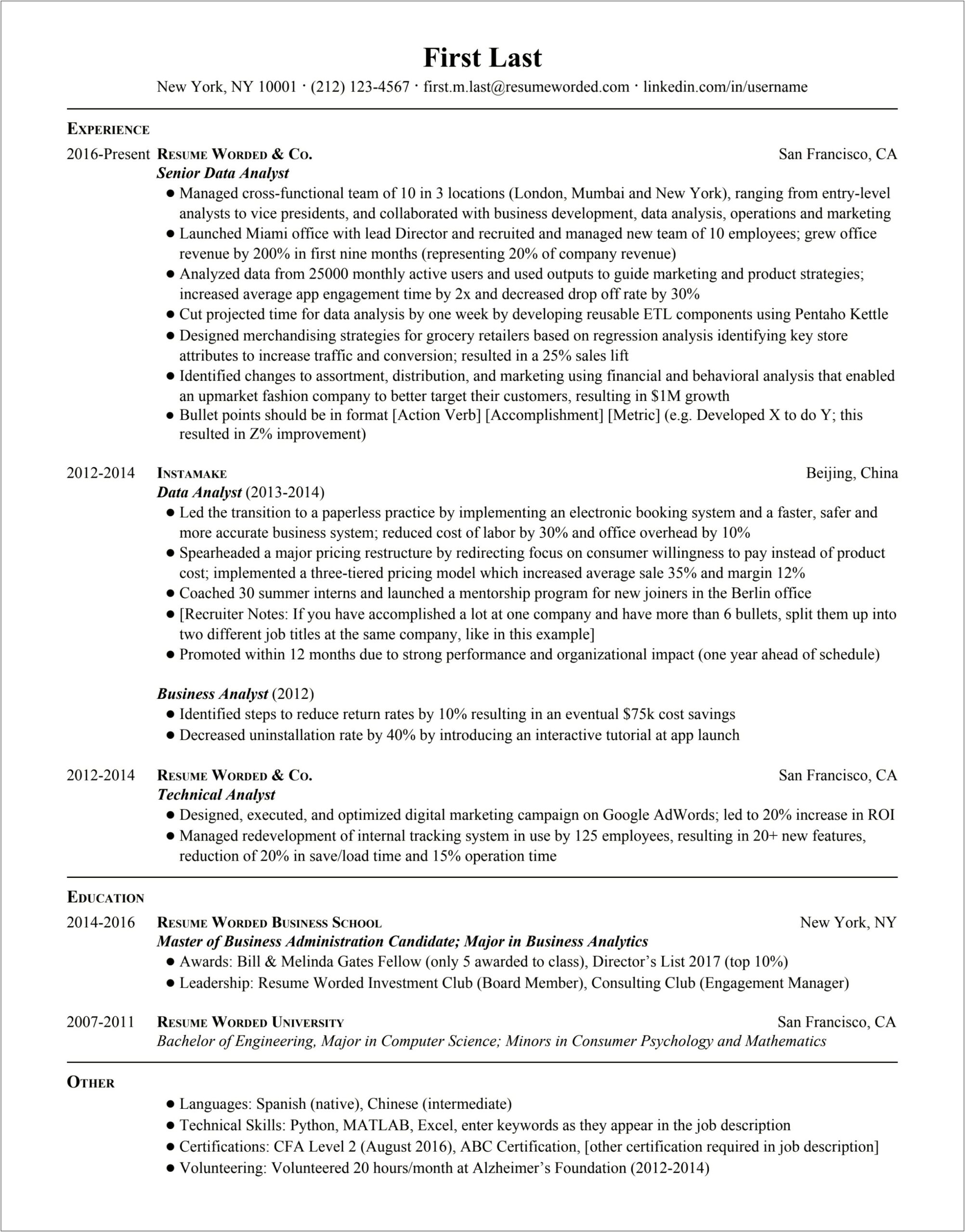 Sample Resume For Sql Data Analyst