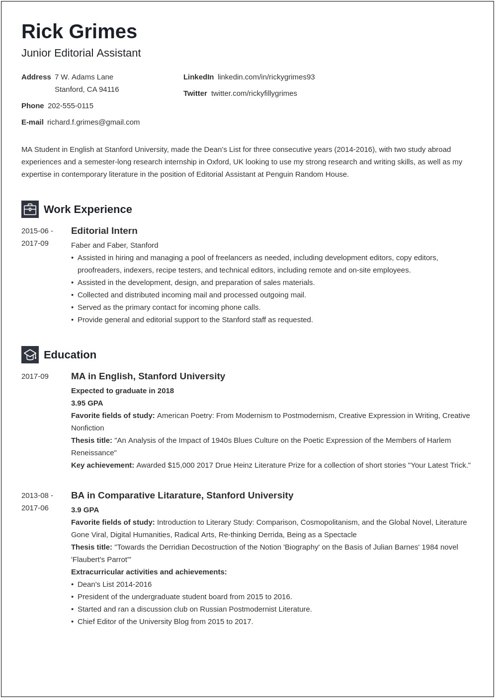 Sample Resume For Summer Jobs College Student