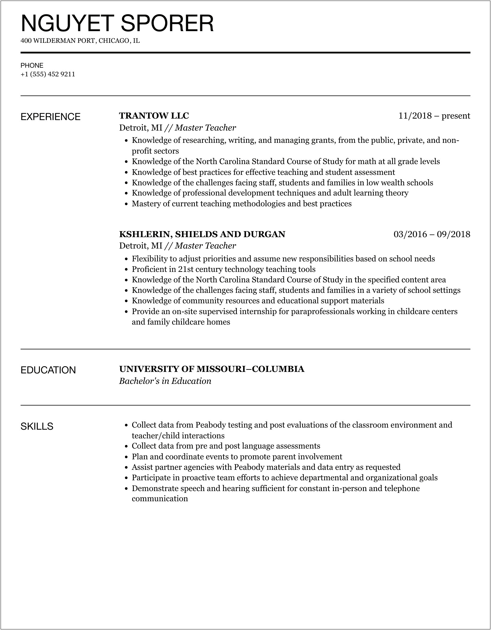 Sample Resume For Teacher Applicant In The Philippines