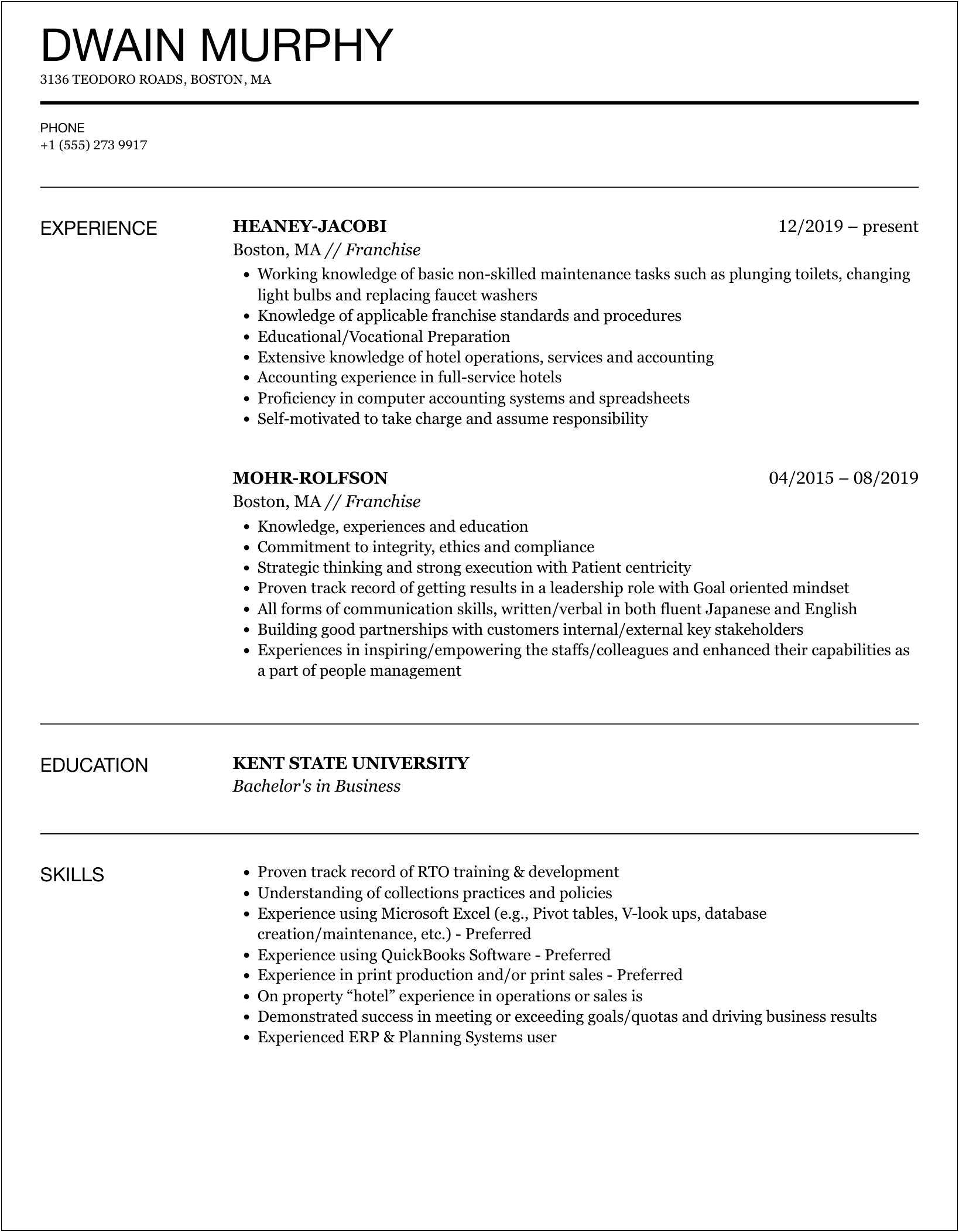 Sample Resume For Toy Store Franchise