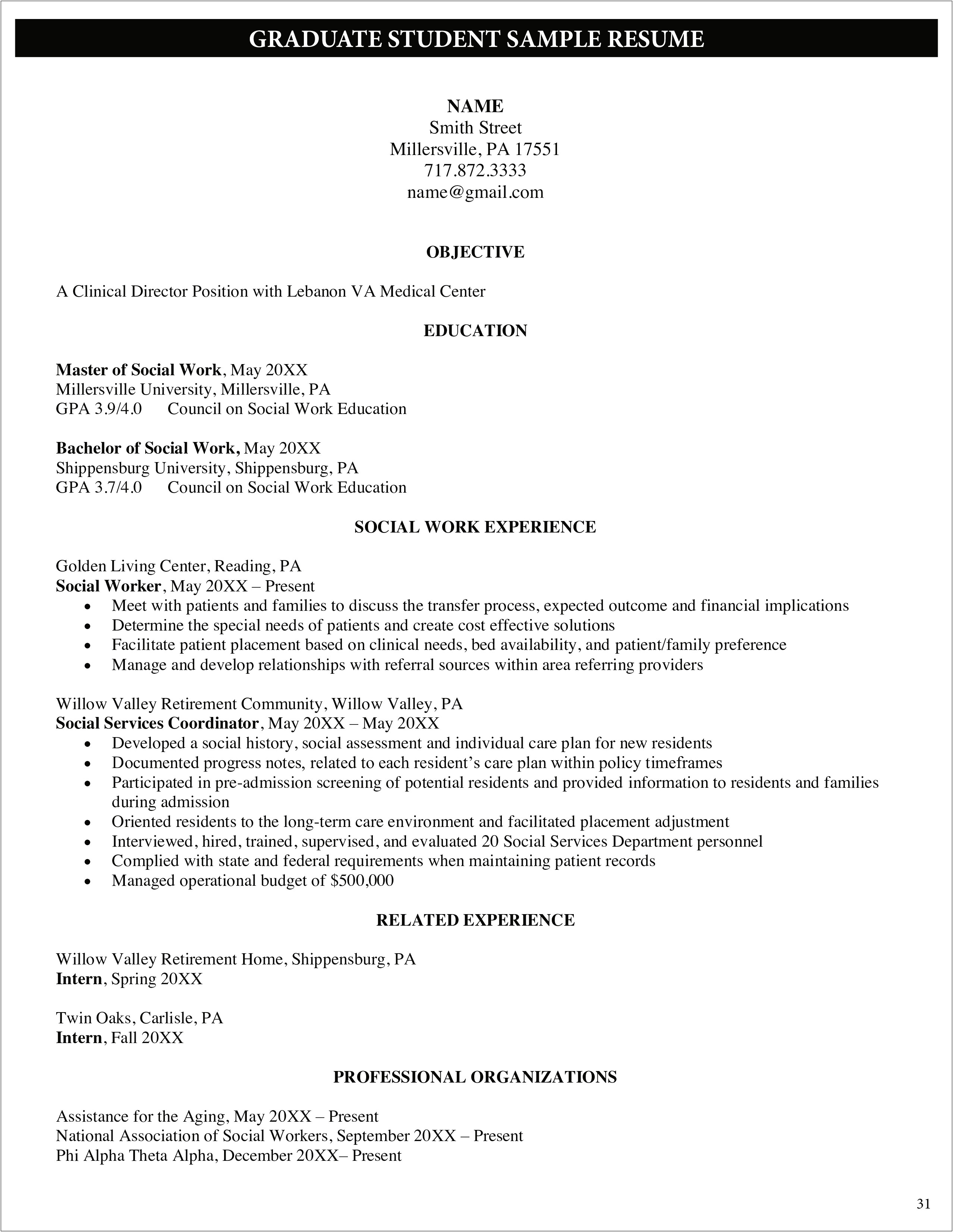 Sample Resume For Undergraduate Transfer Student
