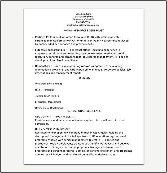 Sample Resume Format For Experienced Candidates Pdf