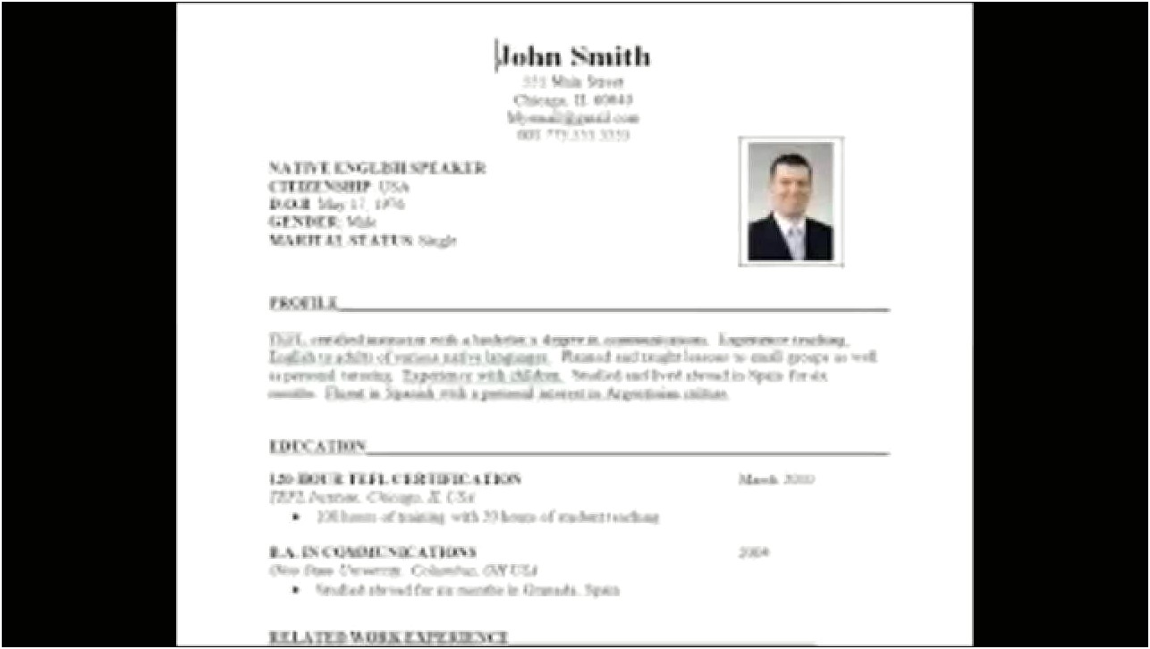Sample Resume Format For Experienced Candidates