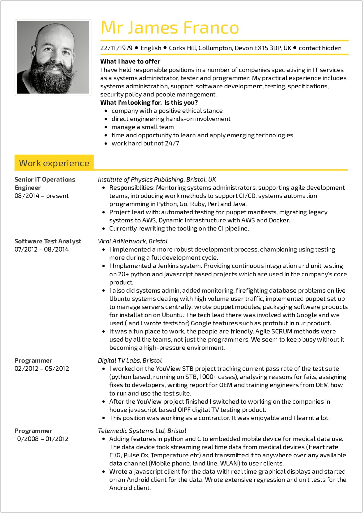 Sample Resume Format For Experienced Engineers