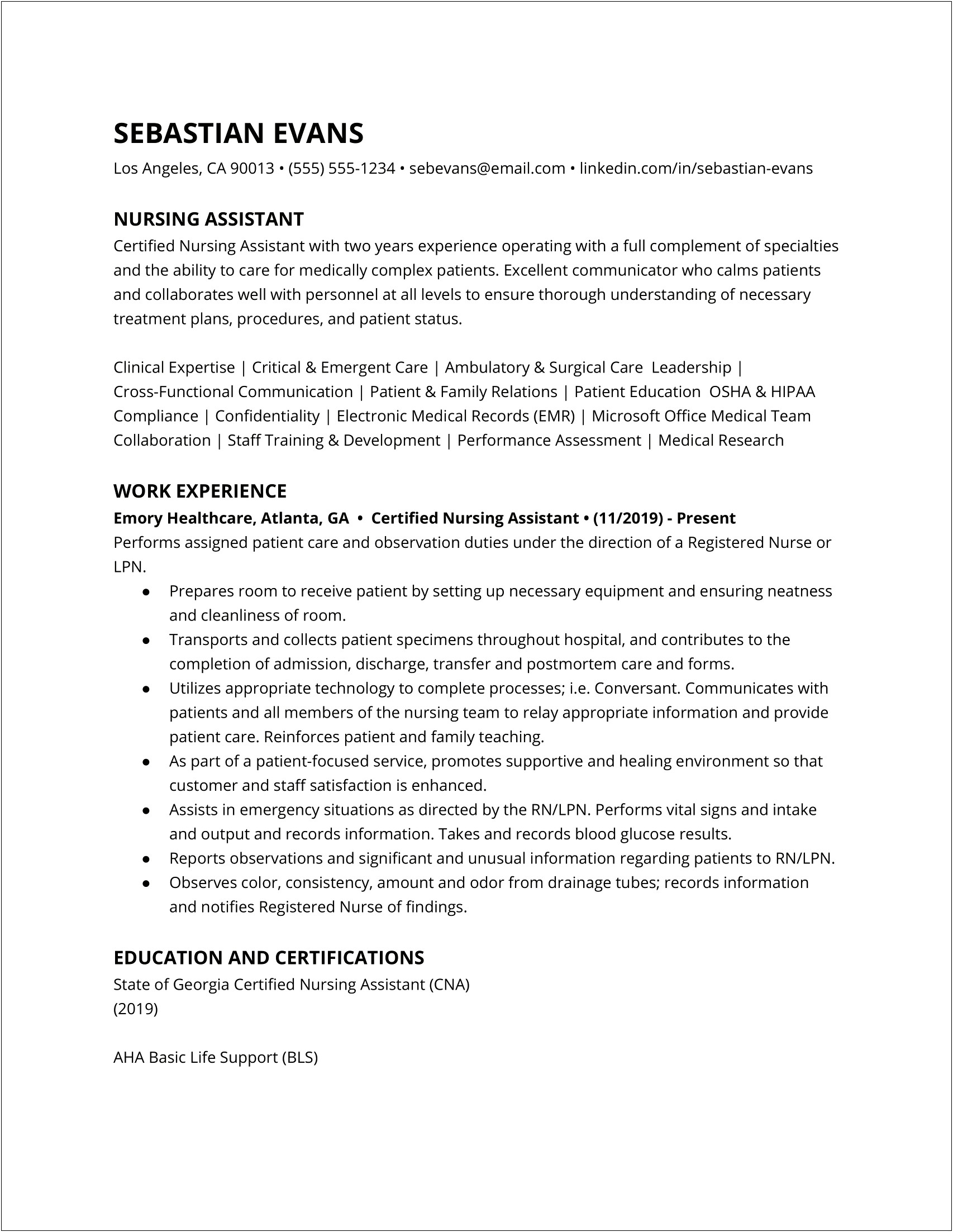 Sample Resume Format For Experienced Nurses