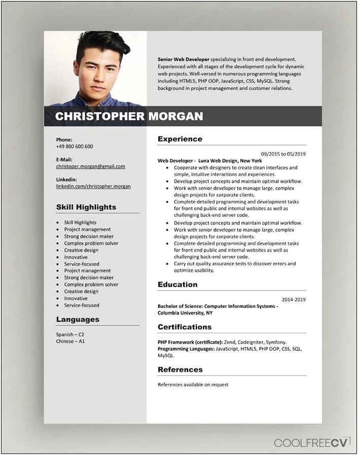 Sample Resume Format For Experienced Person