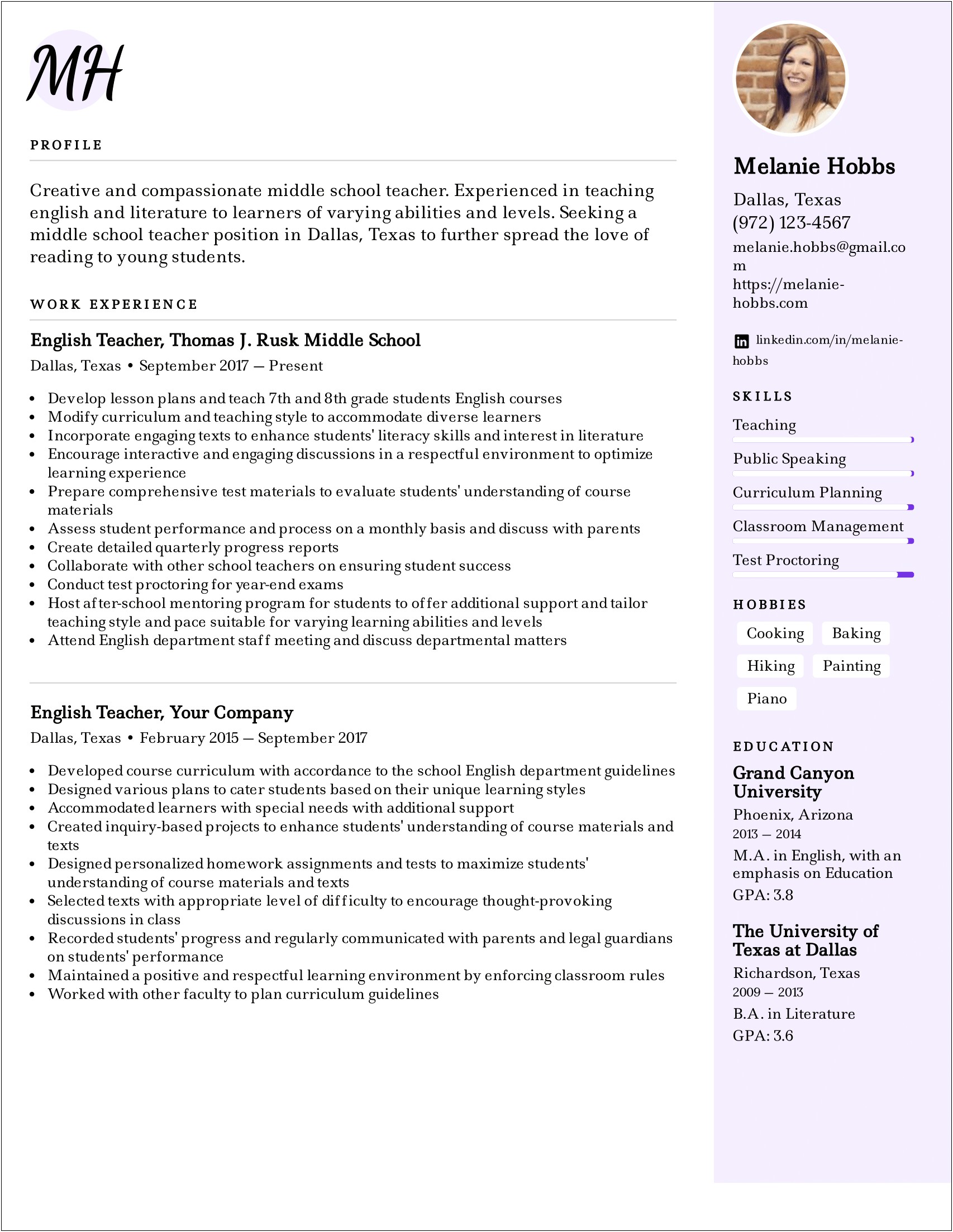 Sample Resume Format For Freshers Teachers