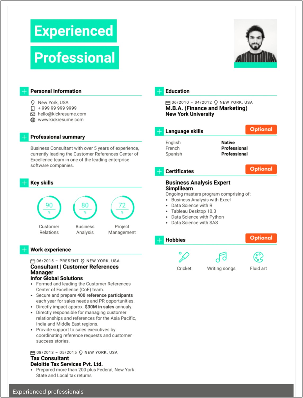 Sample Resume Format For Personal Information