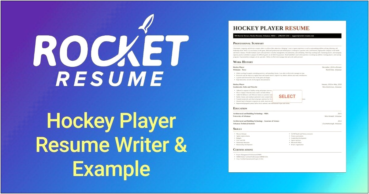 Sample Resume Hockey Player Profile Template