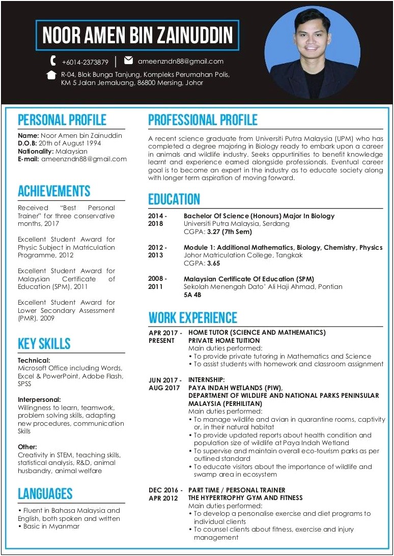 Sample Resume In Malaysia For Fresh Graduates