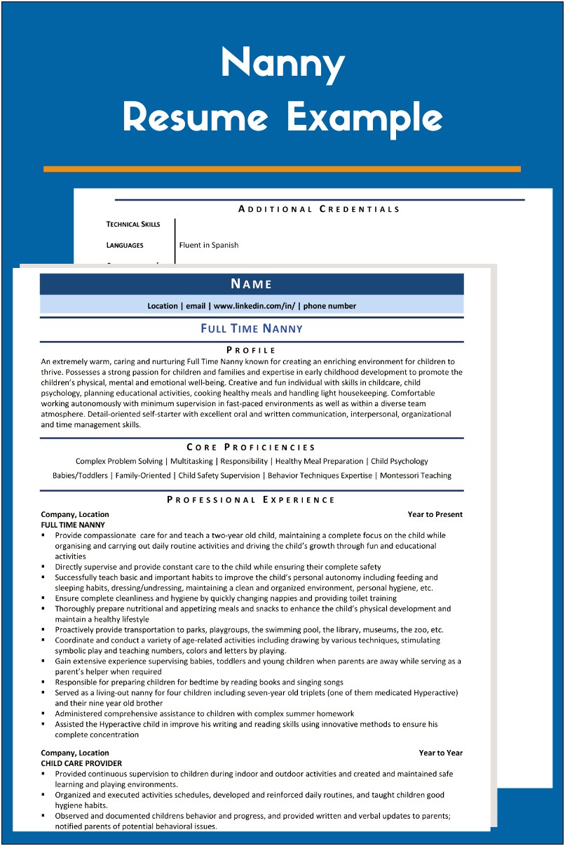 Sample Resume Objective For Child Care