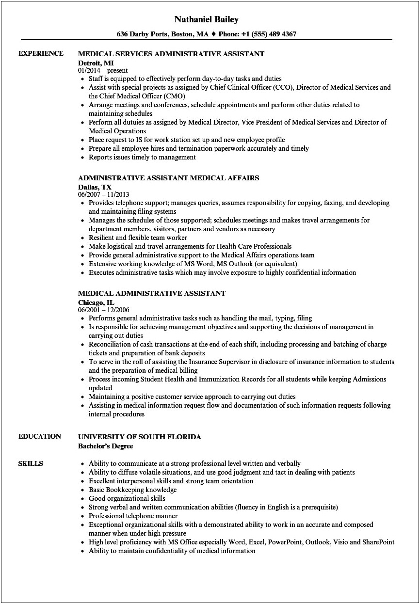 Sample Resume Objective For Medical Office Assistant