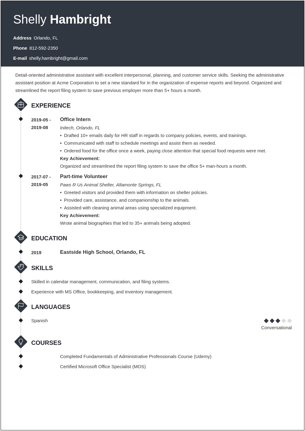 Sample Resume Objective Statements For Office Assistant