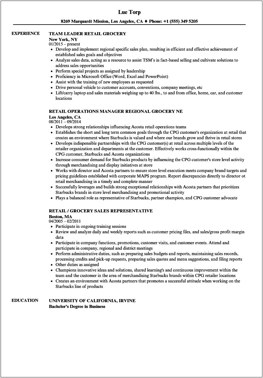 Sample Resume Objectives For Entry Level Retail