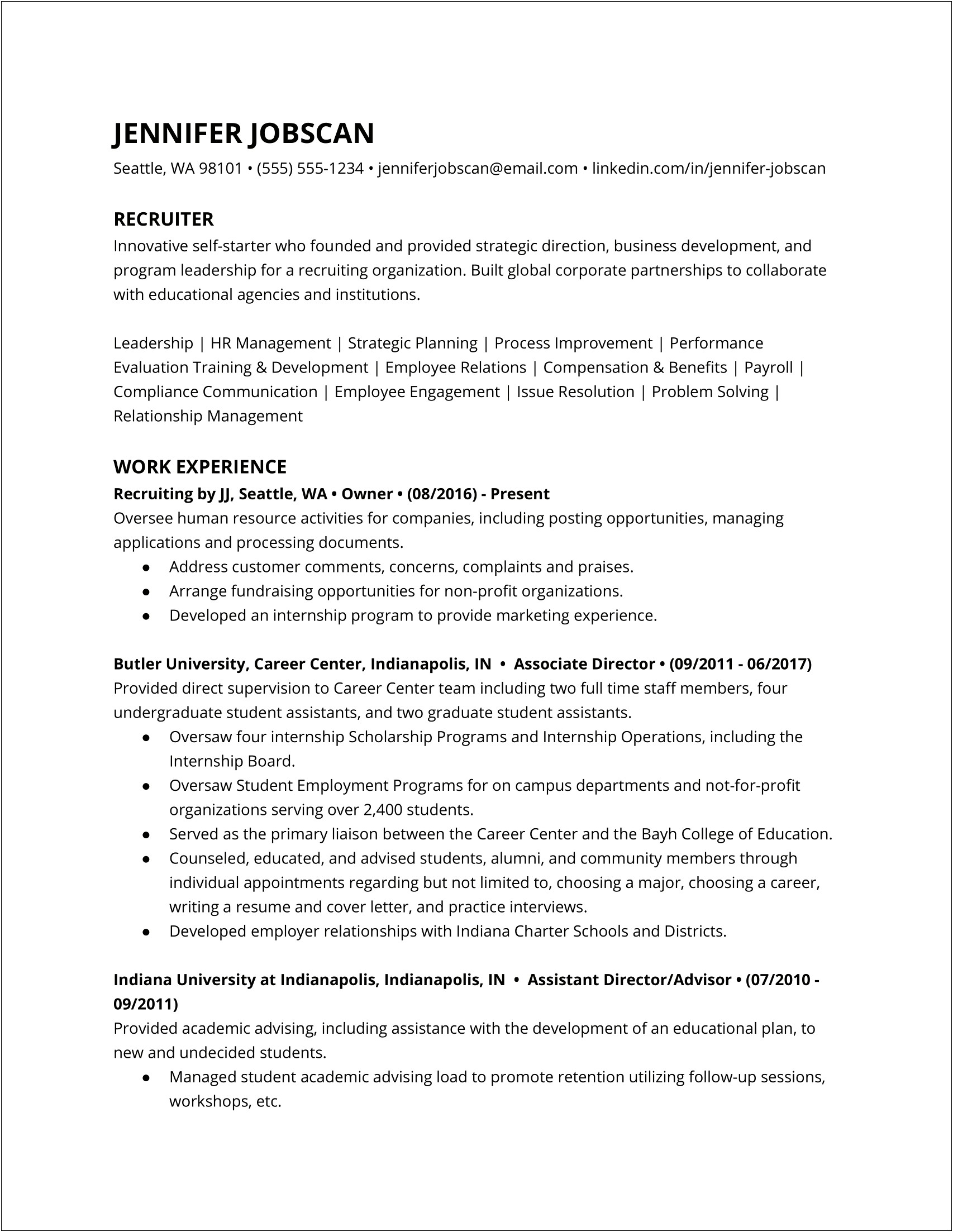 Sample Resume Objectives For Hr Assistant