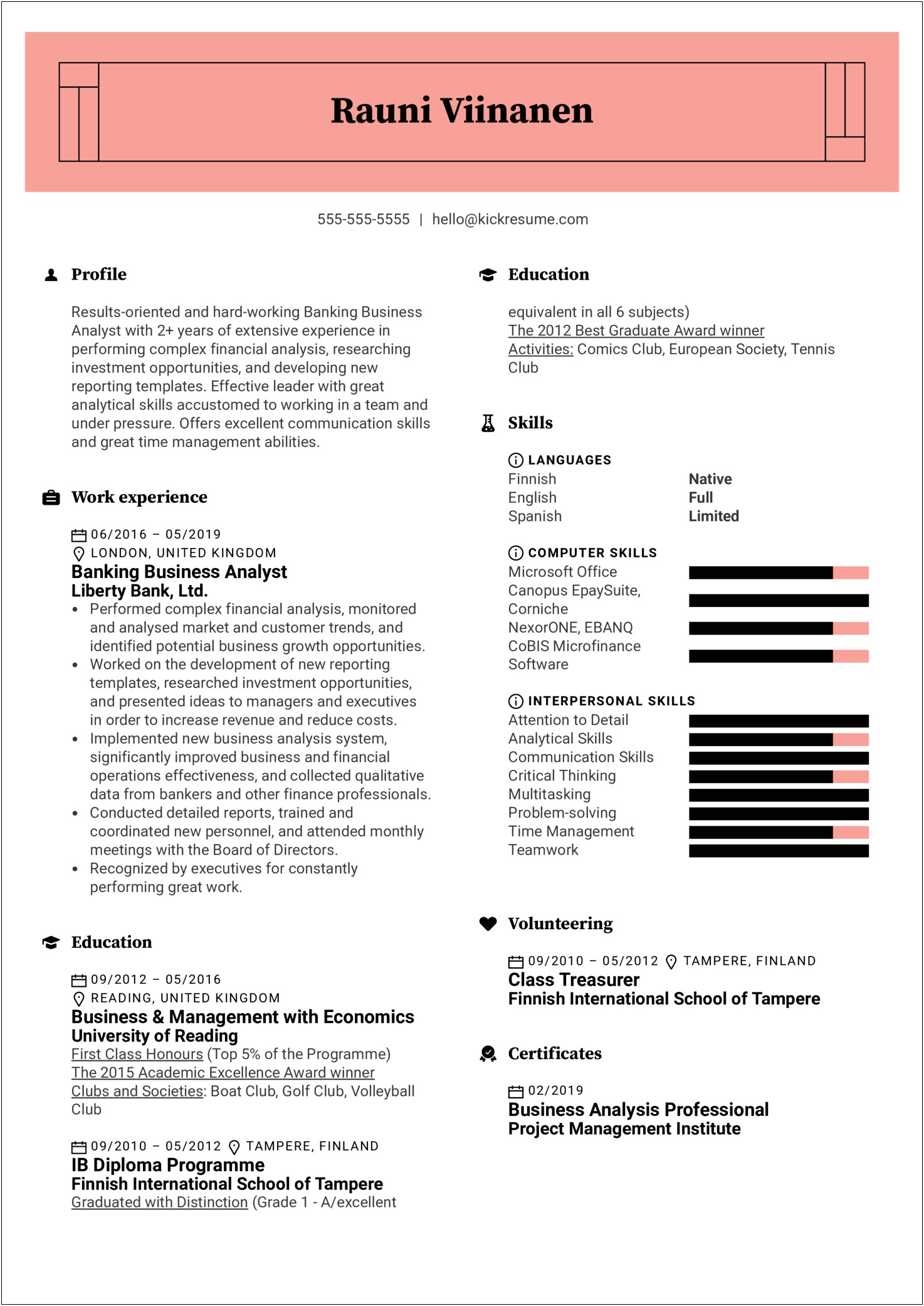 Sample Resume Of A Bank Auditor