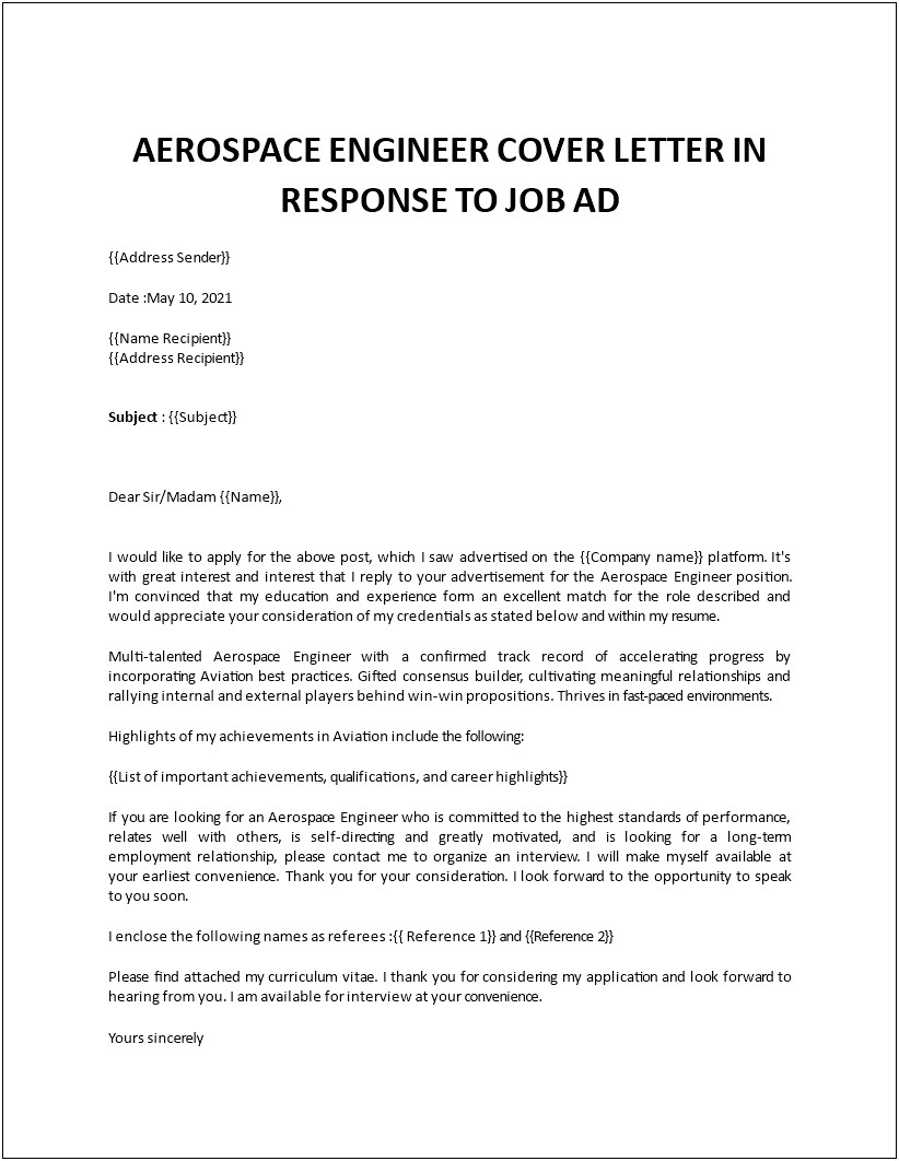 Sample Resume Of A Experienced Aerospace Engineer